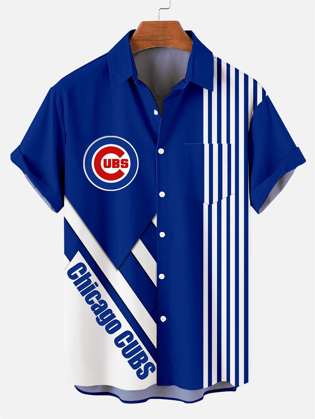 Men's Baseball Classic Team Logo Stripes Print Plus Size Short Sleeve Shirt