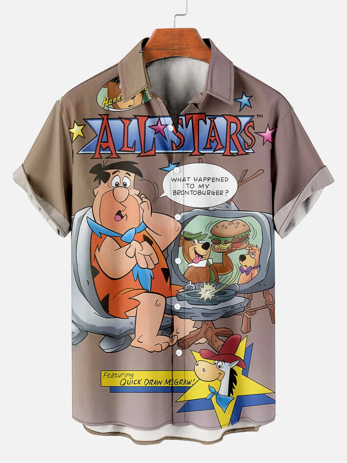 Men's Fun Cartoon Printed Plus Size Lapel Short Sleeve Shirt  Hawaiian Shirt