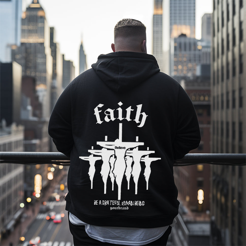 faith cross printed  Men's Plus Size Hoodie