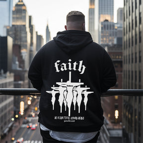 faith cross printed  Men's Plus Size Hoodie
