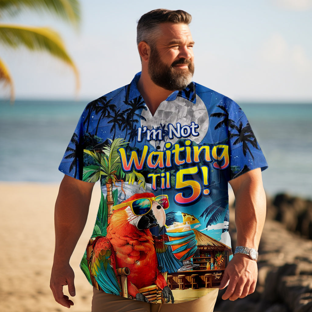 Men's Comfortable Hawaiian Night Coconut Tree Print Plus Size Short Sleeve Shirt
