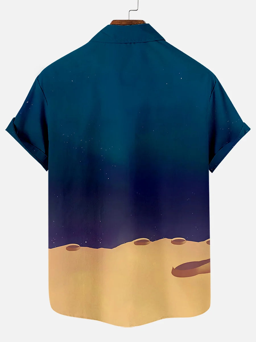 Men's So Lost Classic Cartoon Fun Print Plus Size Lapel Short Sleeve Shirt  Hawaiian Shirt