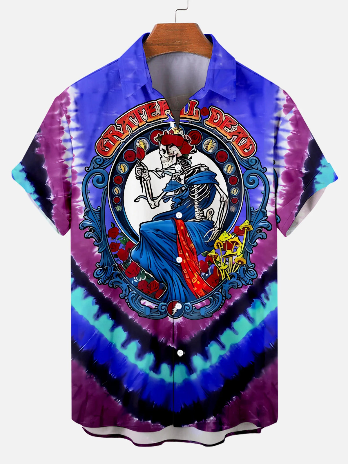 Men's Vintage Hawaiian Tie Dye Printed Plus Size Short Sleeve Shirt
