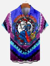 Men's Vintage Hawaiian Tie Dye Printed Plus Size Short Sleeve Shirt