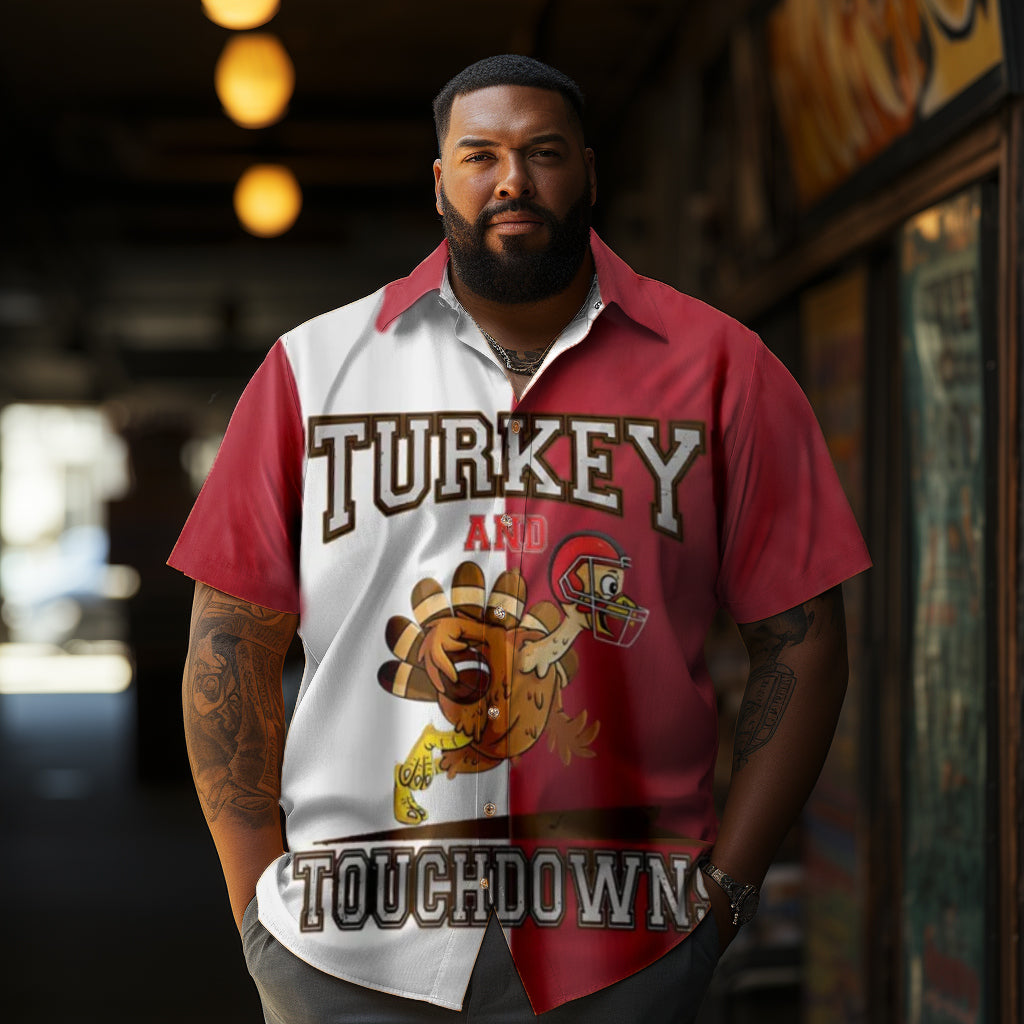 Thanksgiving Funny Turkey  Men's Plus Size Short Sleeve Shirt