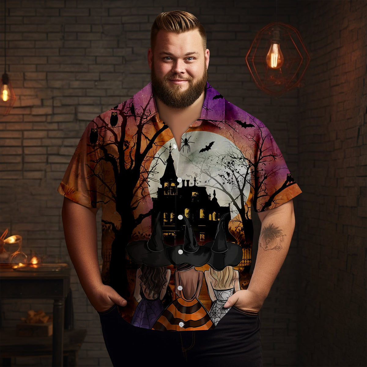 Halloween Scary Fortress Party Short Sleeve Shirt