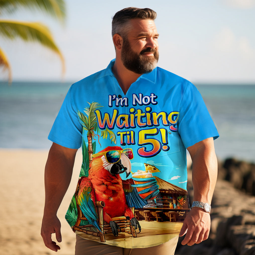 Comfortable Hawaiian Beach Casual Printed Men's Plus Size  Short Sleeve Shirt