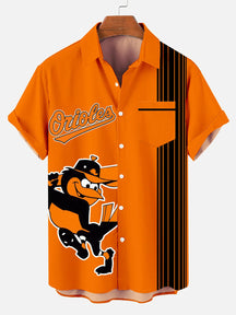 Men's Classic Color Contrast Stripe Baseball Team Print Plus Size Short Sleeve Shirt