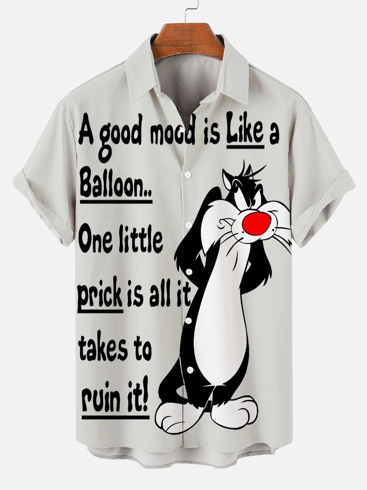 Men's Fun Good Mood Like Balloon Printed Plus Size Lapel Short Sleeve Shirt  Hawaiian Shirt