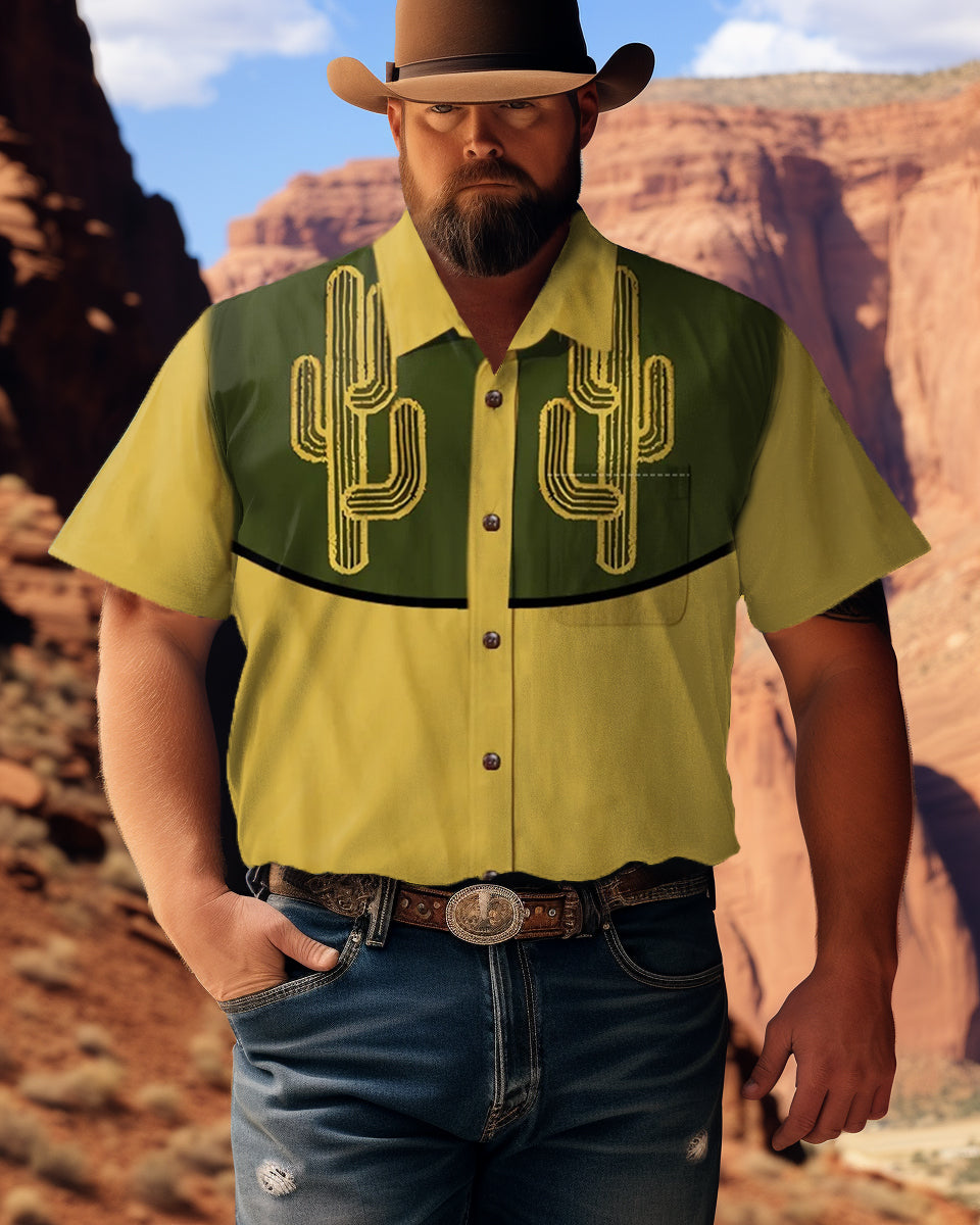 Men's Be a Cactus Cowboy Plus Size Short Sleeve Shirt