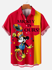 Men's  ostalgic classic amusement park stripes Printed Plus Size Lapel Short Sleeve Shirt  Hawaiian Shirt