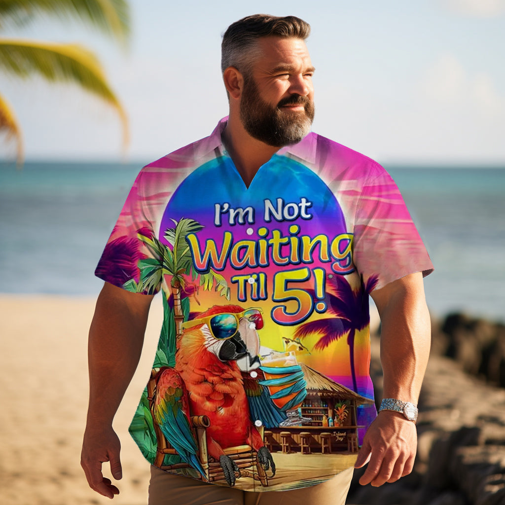 Men's Hawaiian Tie-dyed Parrot Print Plus Size Short Sleeve Shirt