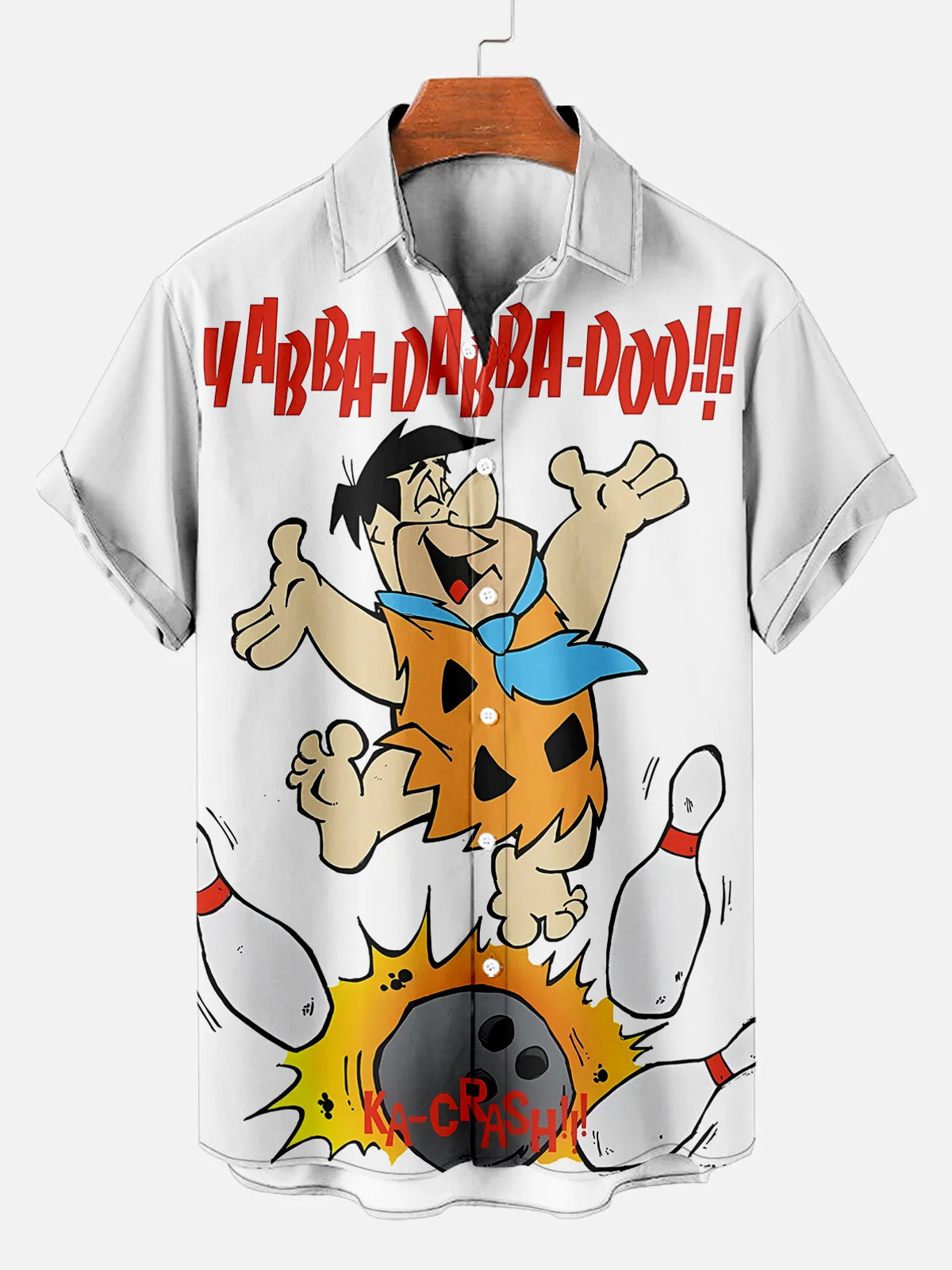 Men's Classic Cartoon Printed Plus Size Lapel Short Sleeve Shirt  Hawaiian Shirt