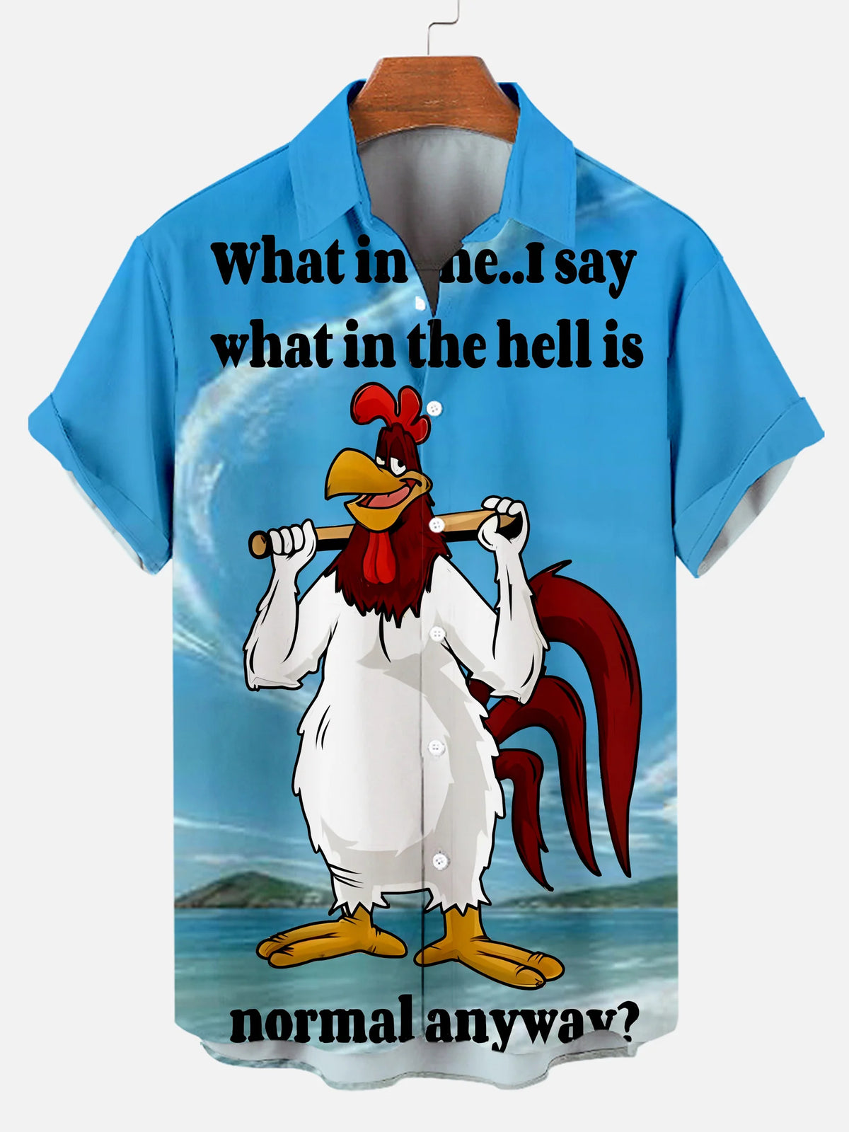 Men's What in the..I say what in the hell is printed Printed Plus Size Lapel Short Sleeve Shirt  Hawaiian Shirt