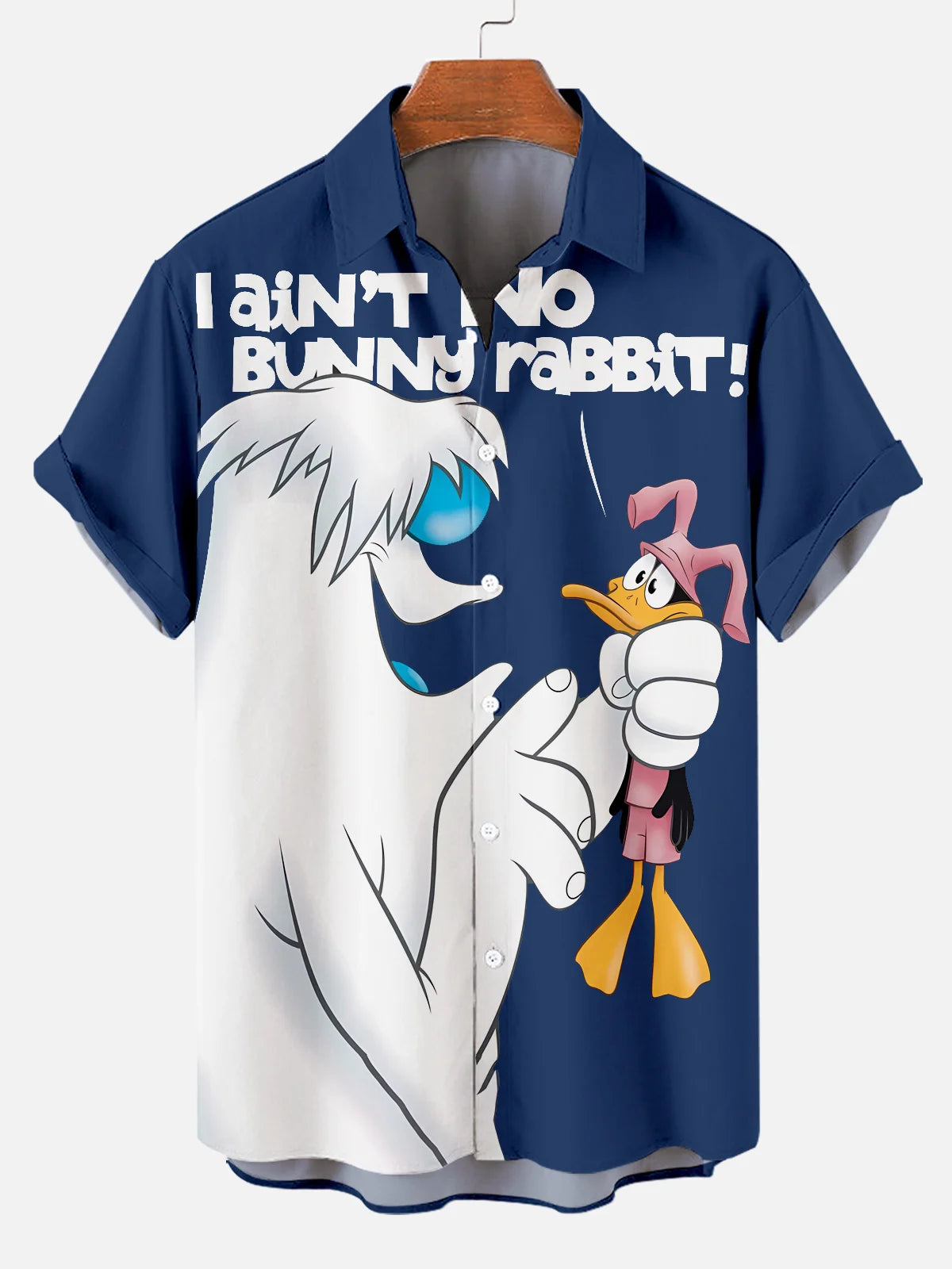 Men's I Ain't No Bunny Rabbit Printed Plus Size Lapel Short Sleeve Shirt  Hawaiian Shirt