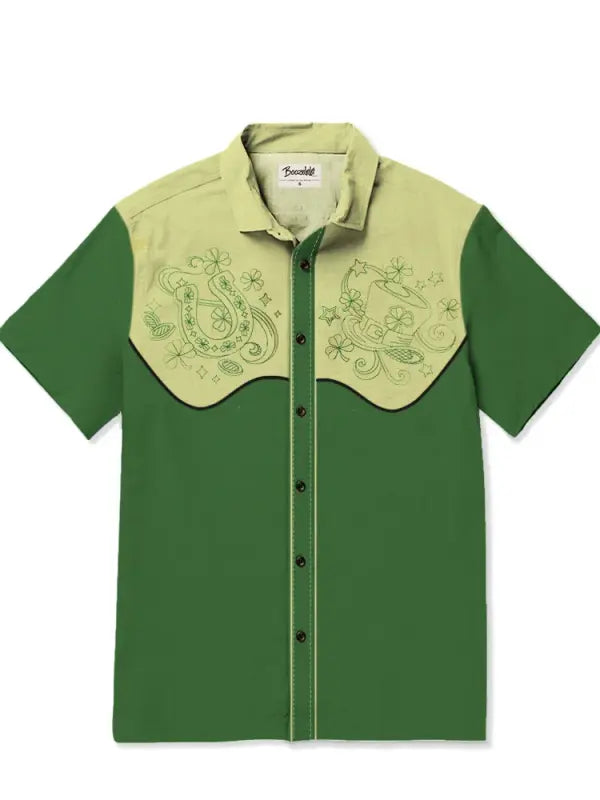 Men's Desert Clover Cowboy Printed Plus Size Short Sleeve Shirt