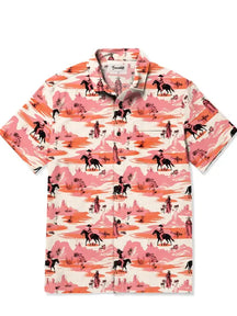 Men's Pink Cowboy Print Plus Size Short Sleeve Shirt