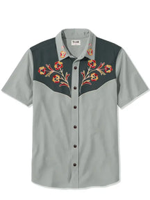 Men's West Cowboy Printed Plus Size Short Sleeve Shirt