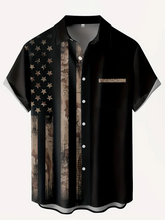 American Flag Graphic  Printed  Men's  Plus Size Short Sleeve Shirt