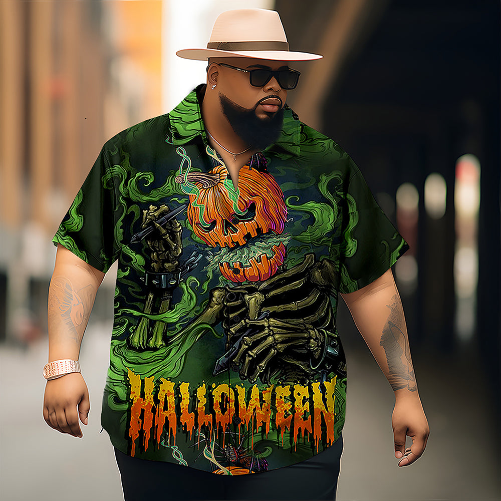 Halloween Scary Pumpkin Men's Plus Size Shirt
