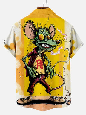 Cartoon mouse abstract illustration print  Plus Size Short Sleeve Shirt