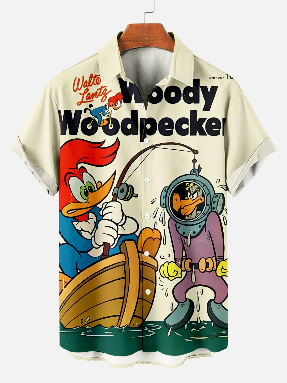 Men's Fun Classic Cartoon Duck Printed Plus Size Lapel Short Sleeve Shirt  Hawaiian Shirt