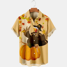 Thanksgiving turkey with pumpkin  Men's Plus Size Short Sleeve Shirt