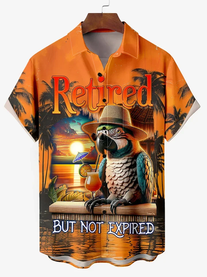 Men's Hawaiian Retired Parrot Print Plus Size Short Sleeve Shirt