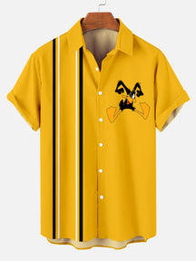Men's Cartoon Fun Duck Contrast Color Striped Plus Size Short Sleeve Shirt  Hawaiian Shirt