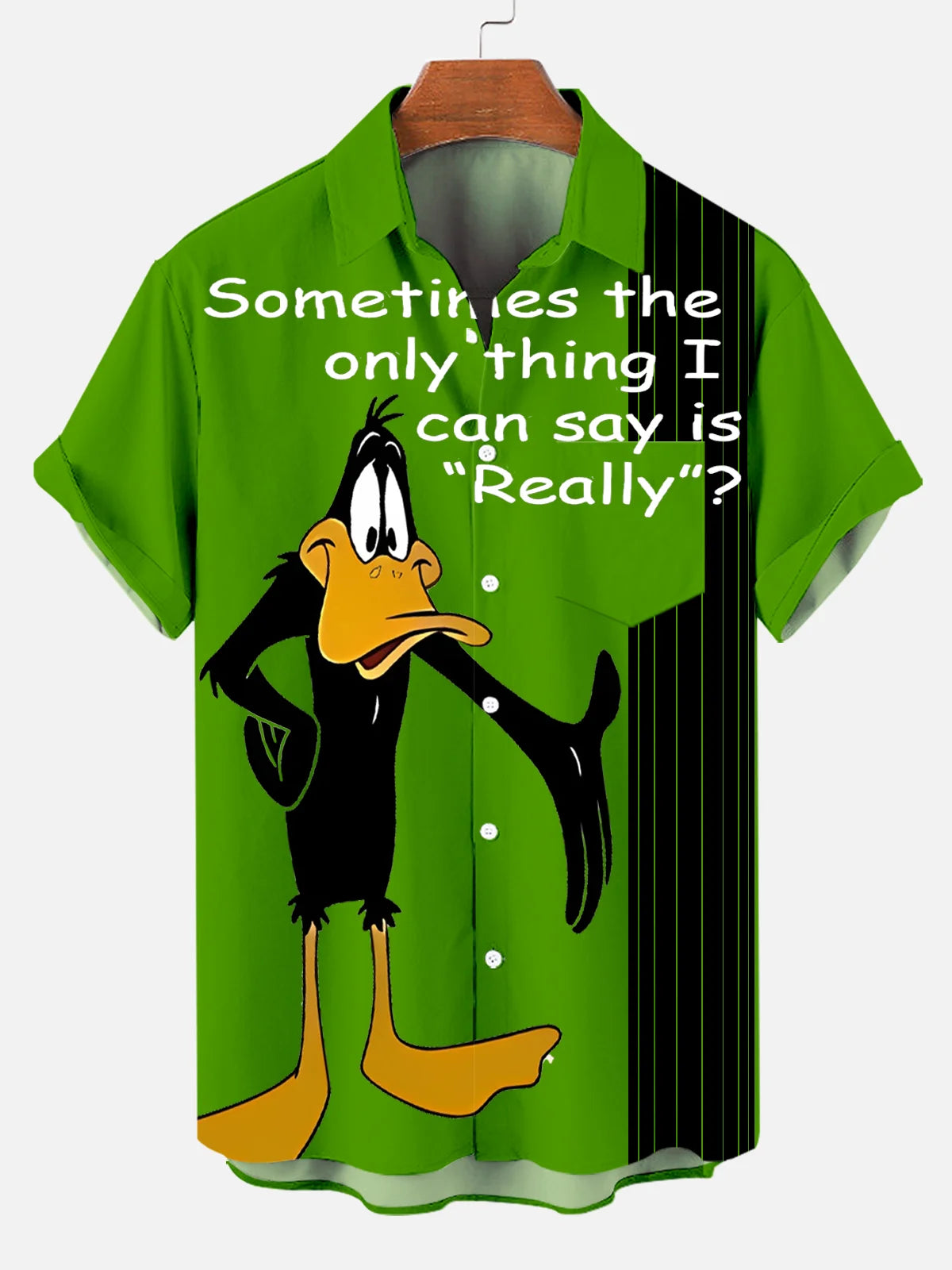 Men's Really Cartoon Duck Printed Plus Size Lapel Short Sleeve Shirt  Hawaiian Shirt