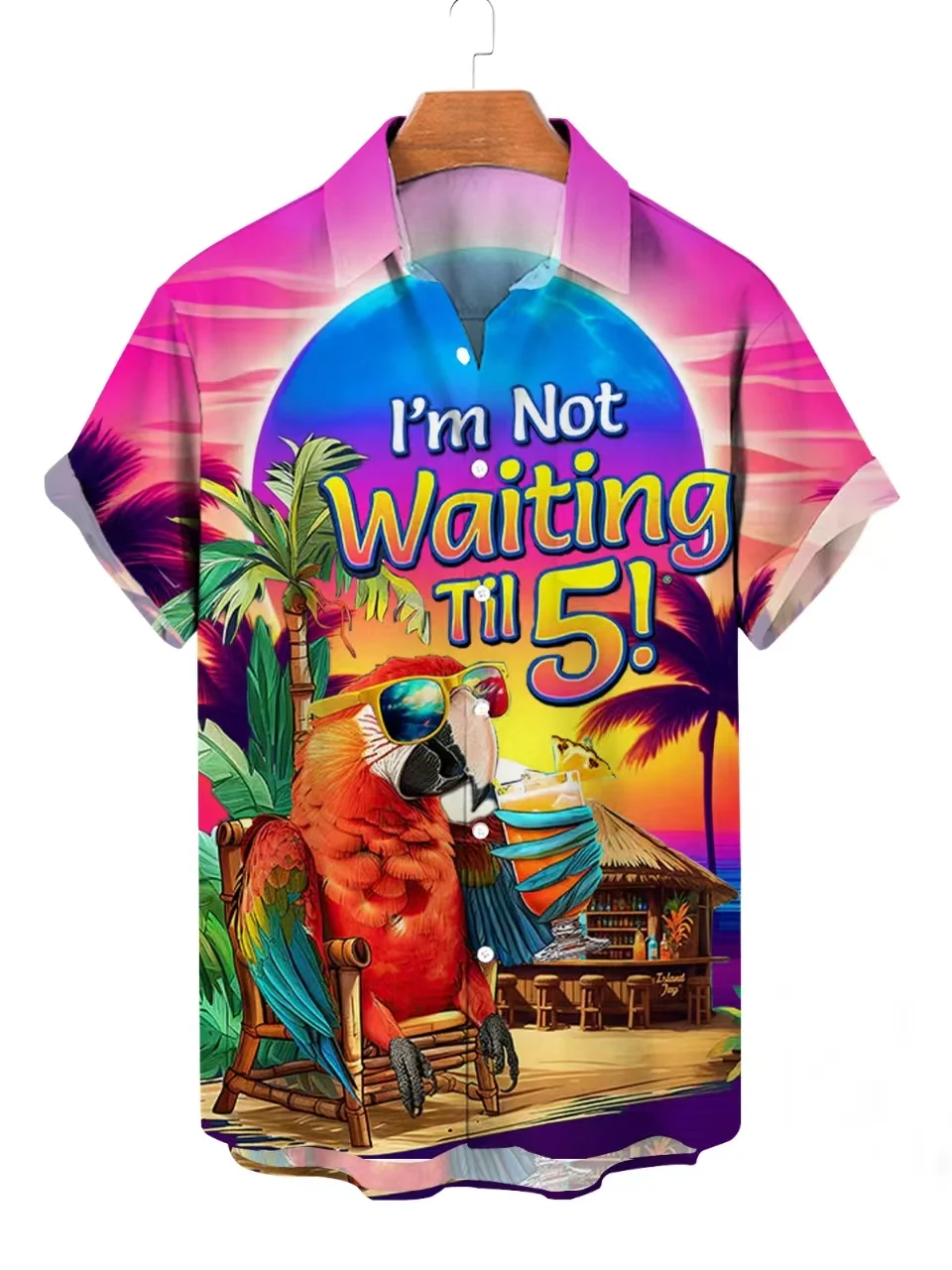Men's Hawaiian Tie-dyed Parrot Print Plus Size Short Sleeve Shirt