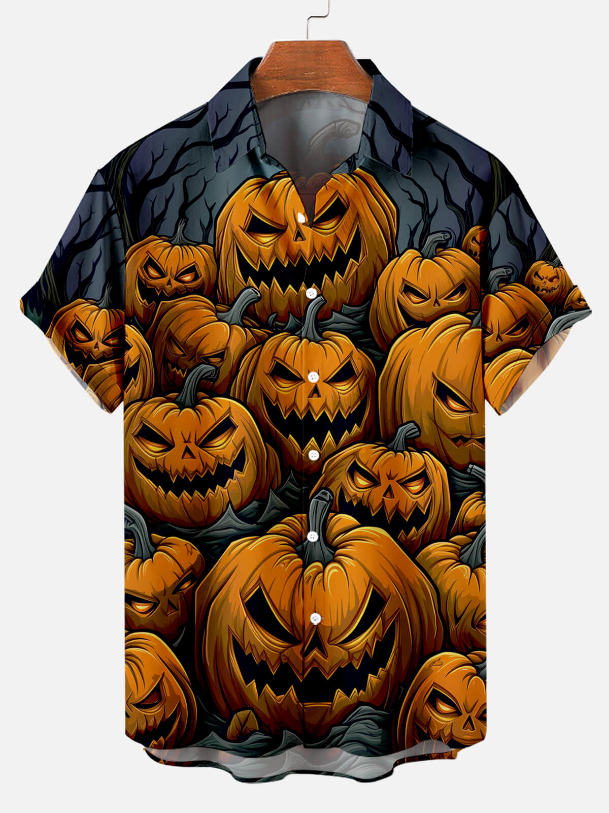 Halloween Pumpkin Illustration Men's Short Sleeve Shirt