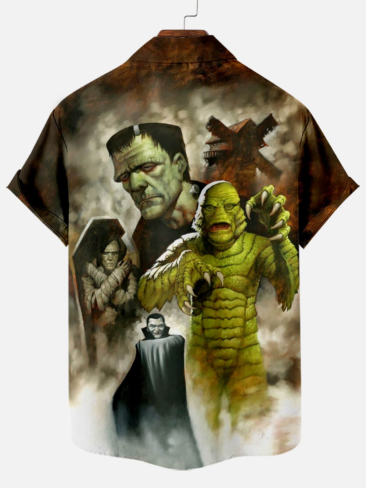 Men's Scary Monster Lapel Short Sleeve Shirt