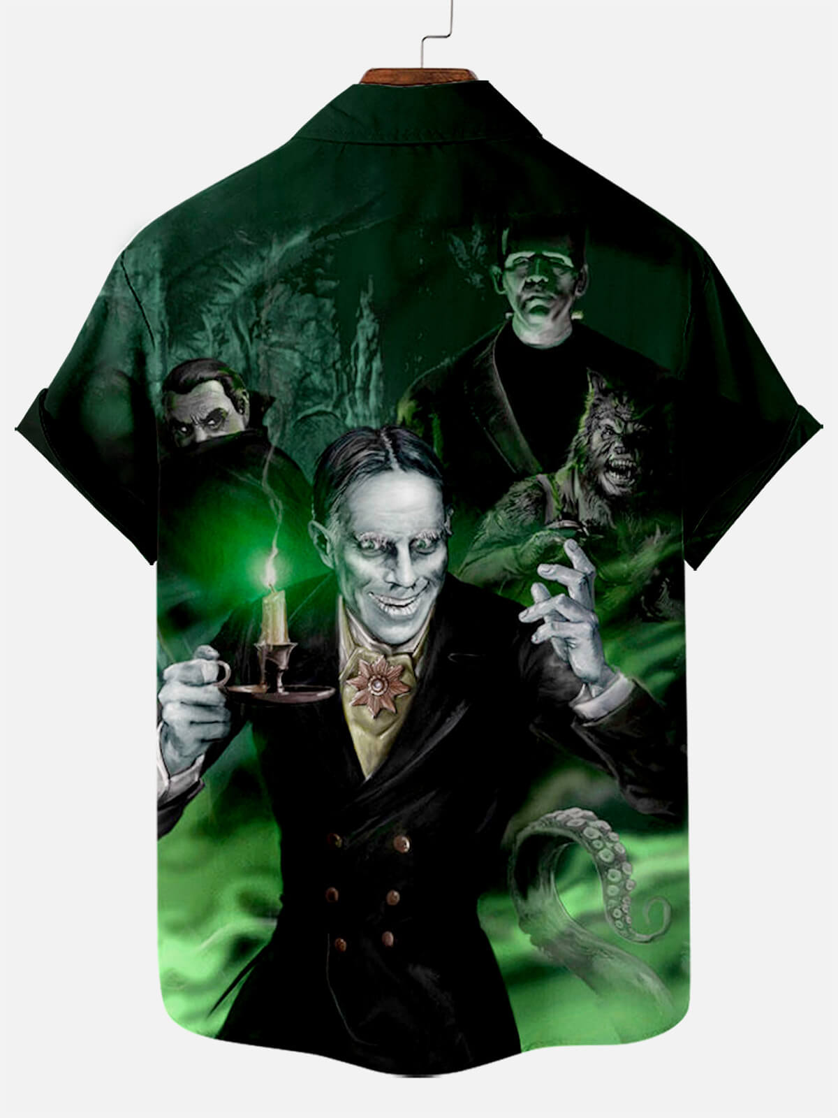 Men's Horror Green Movie Character Print Short Sleeve Shirt