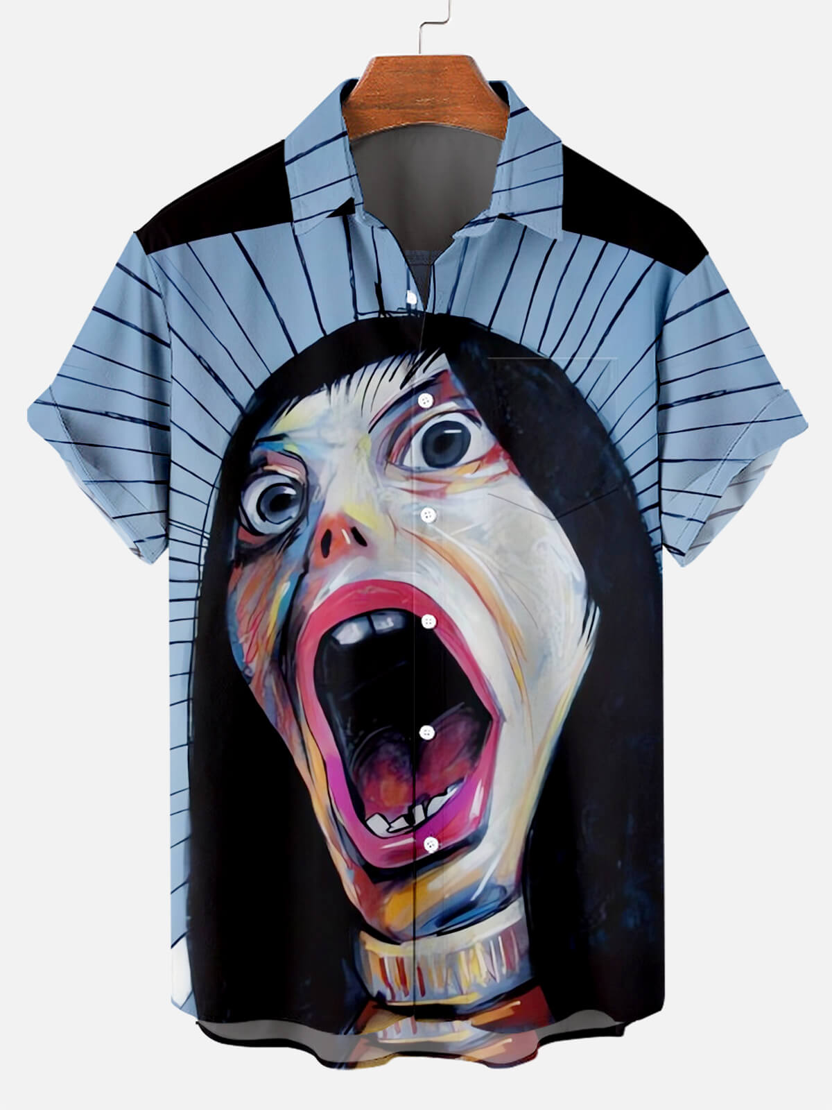 Halloween Scream Print Short Sleeve Shirt