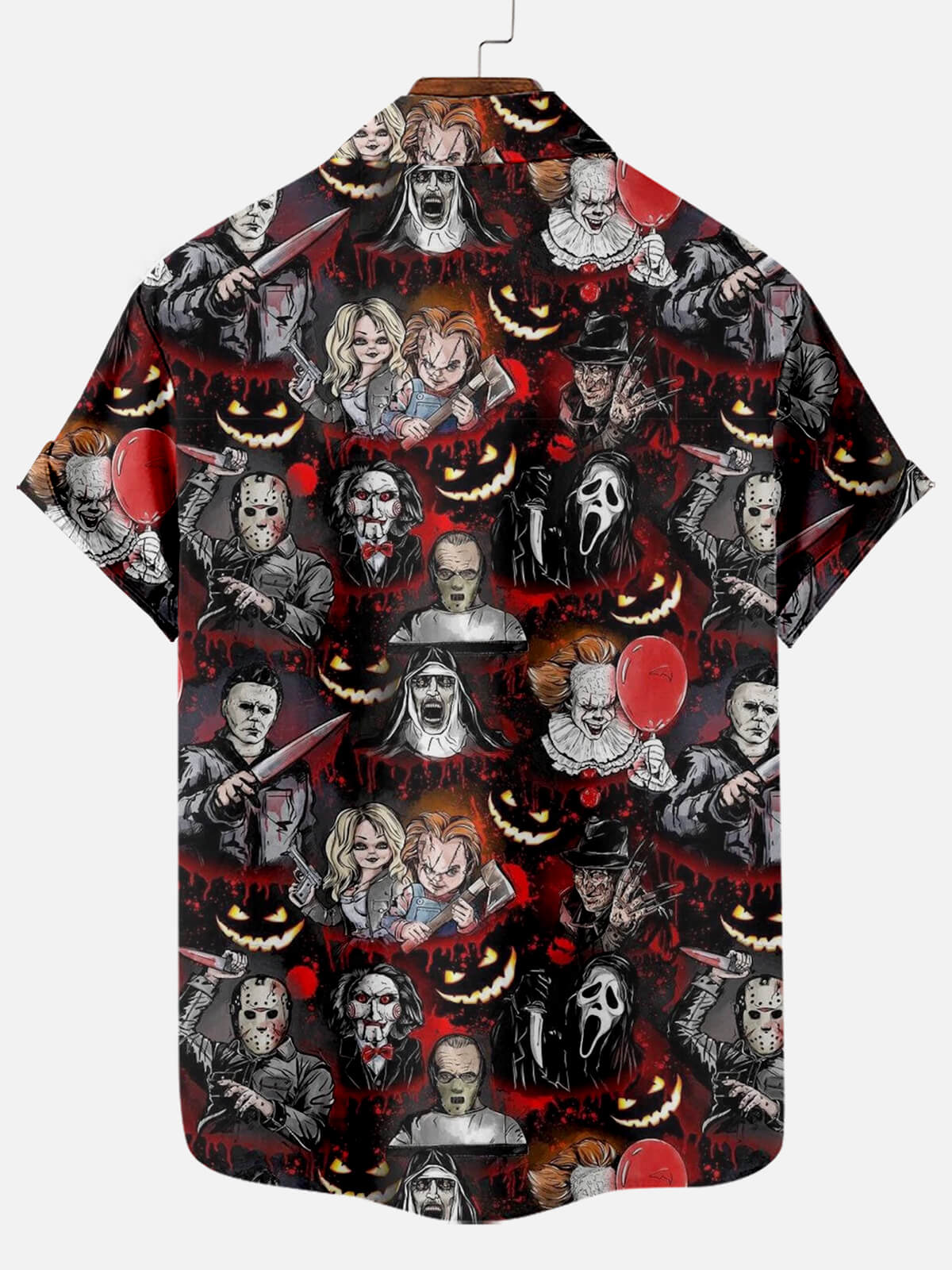 Horror Movie Character Print Men's Short Sleeve Shirt