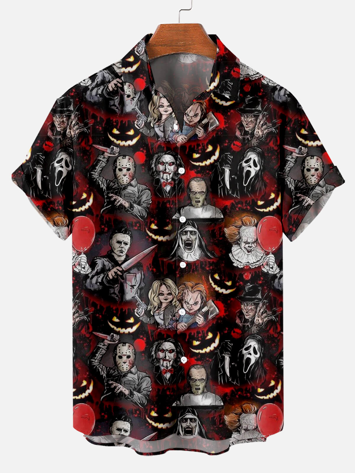Horror Movie Character Print Men's Short Sleeve Shirt