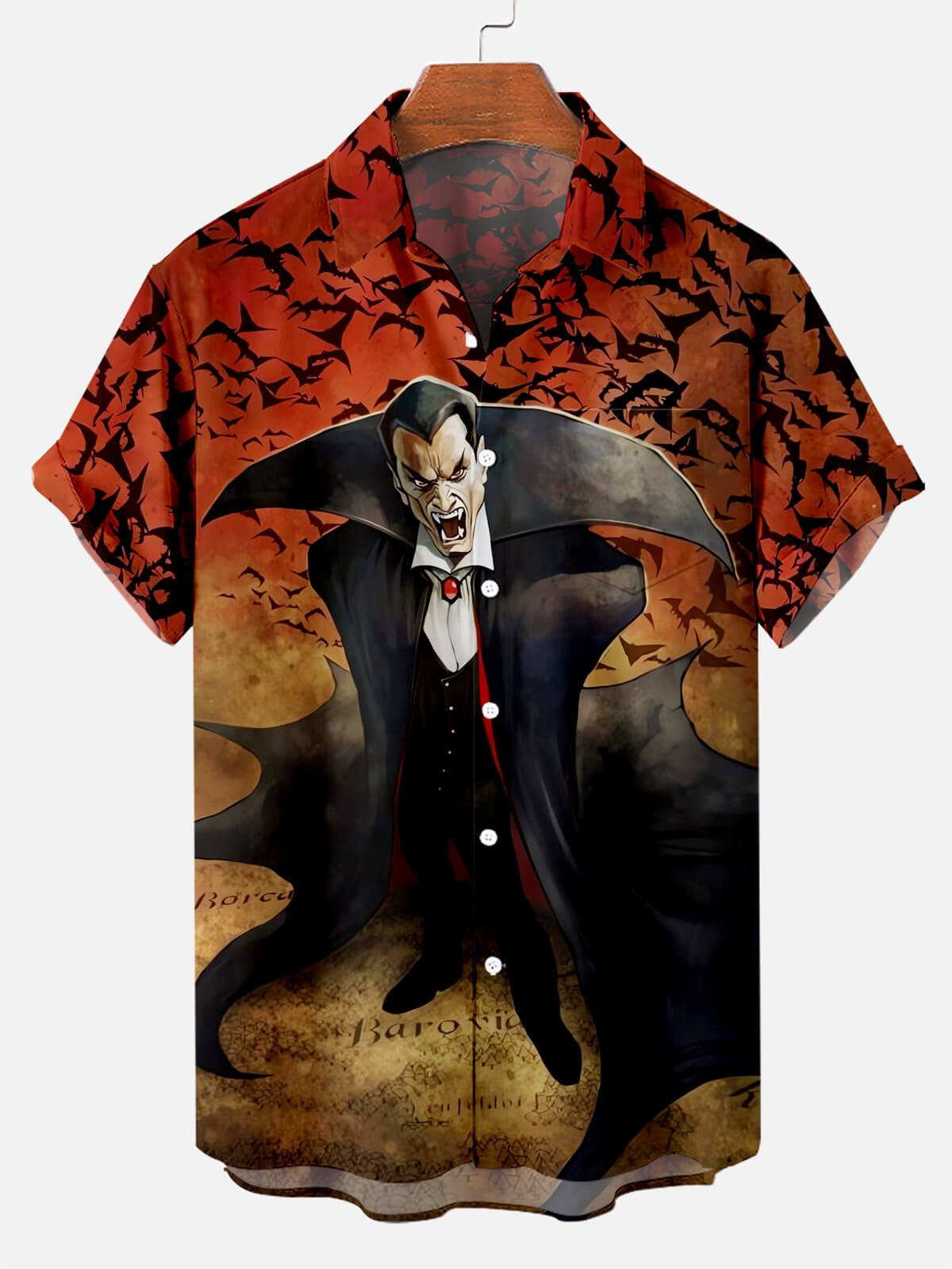 Halloween Horror Movie Character Bat Print Short Sleeve Shirt
