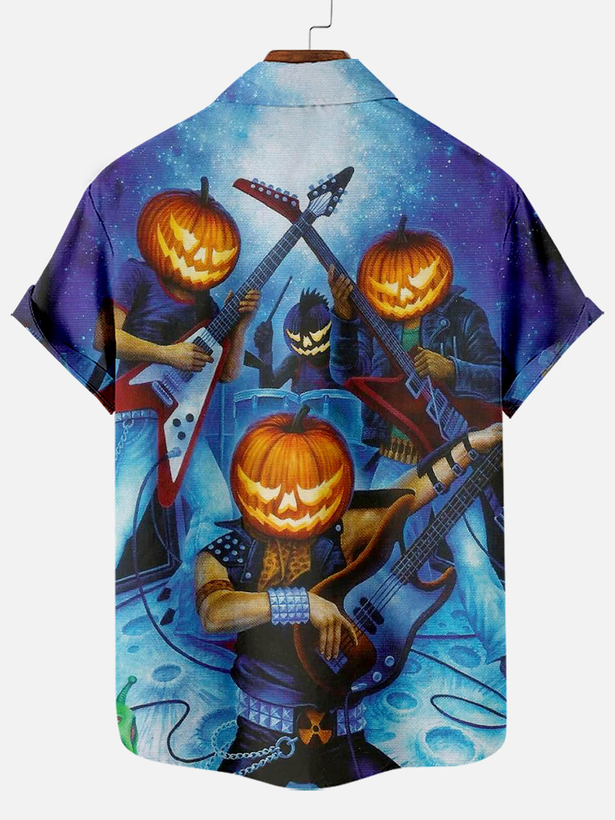 Halloween Pumpkin Head Musical Short Sleeve Shirt