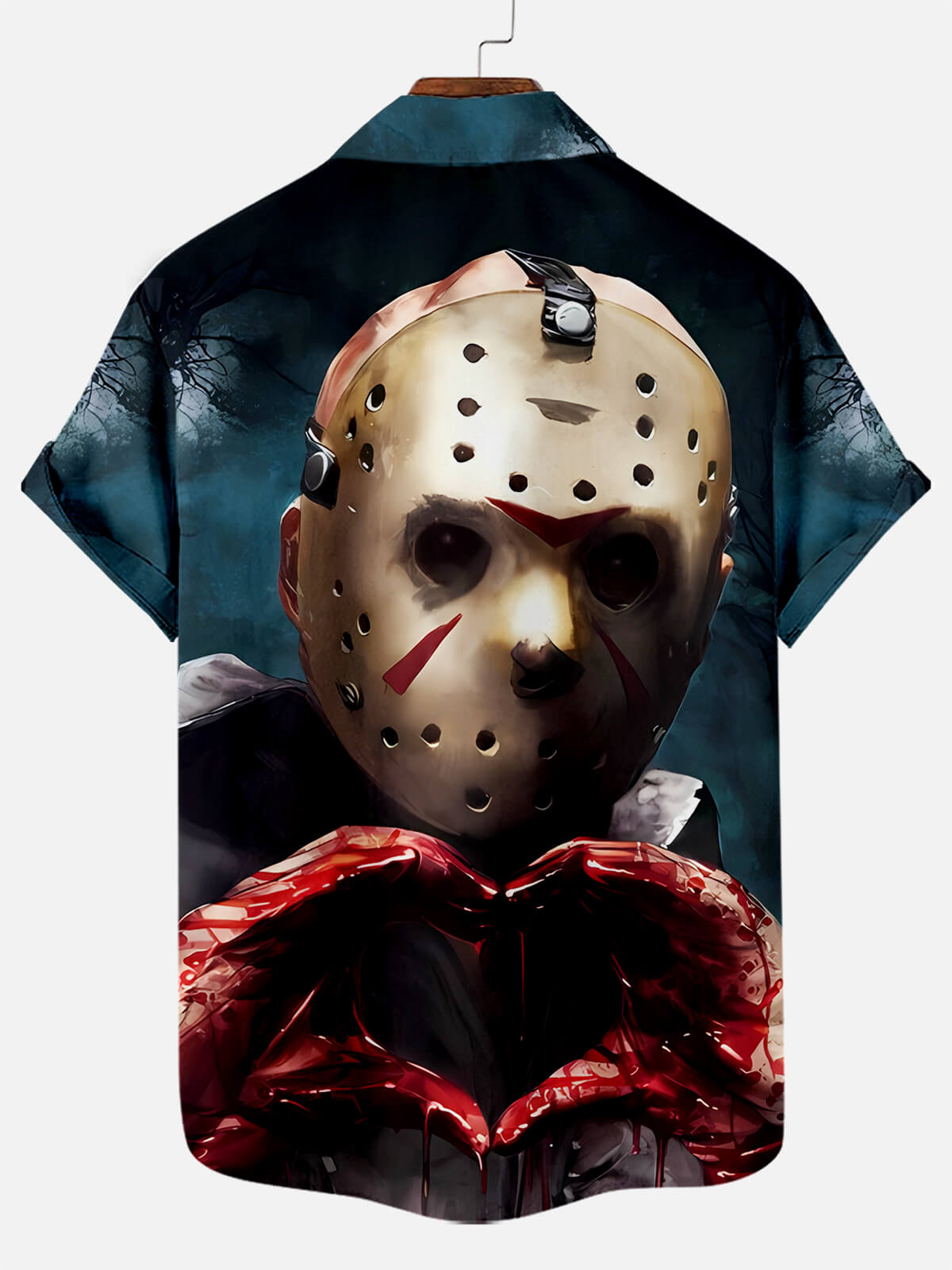 Halloween Horror Movie Character Heart Print Men's Short Sleeve Shirt