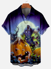 Halloween horror character illustration men's short-sleeved shirt