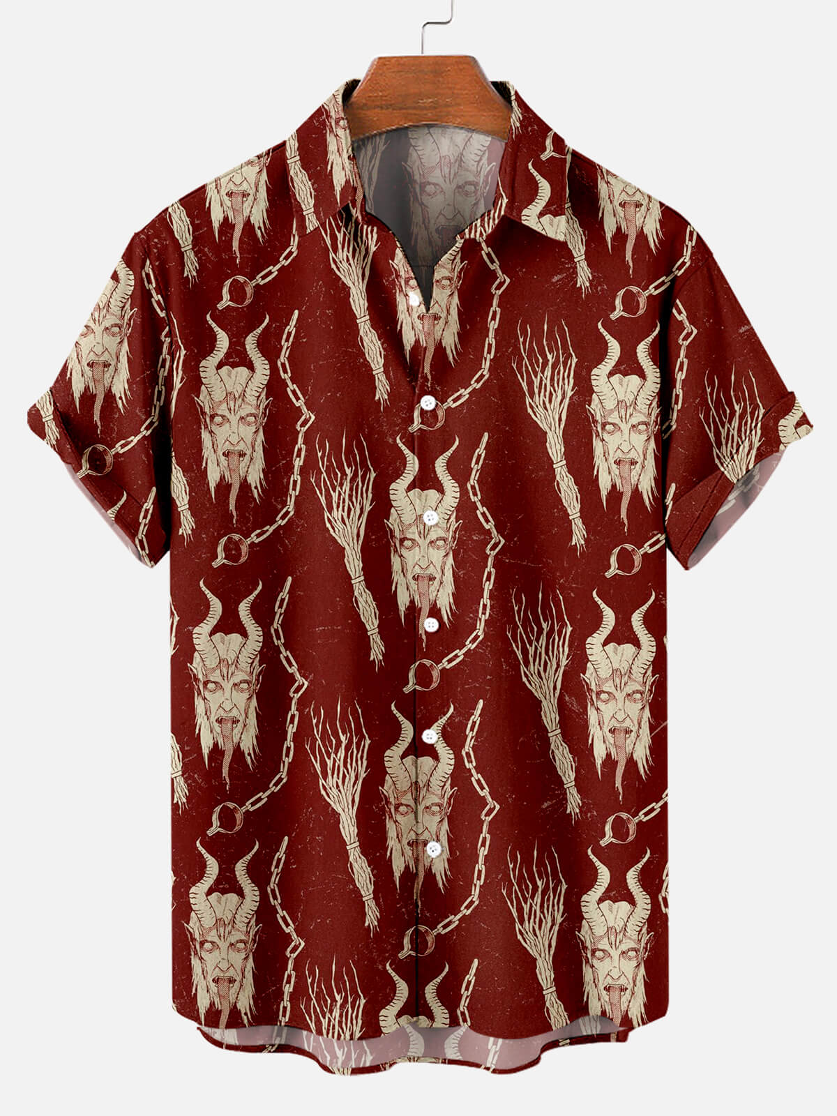 Halloween Devil Print Men's Short Sleeve Shirt