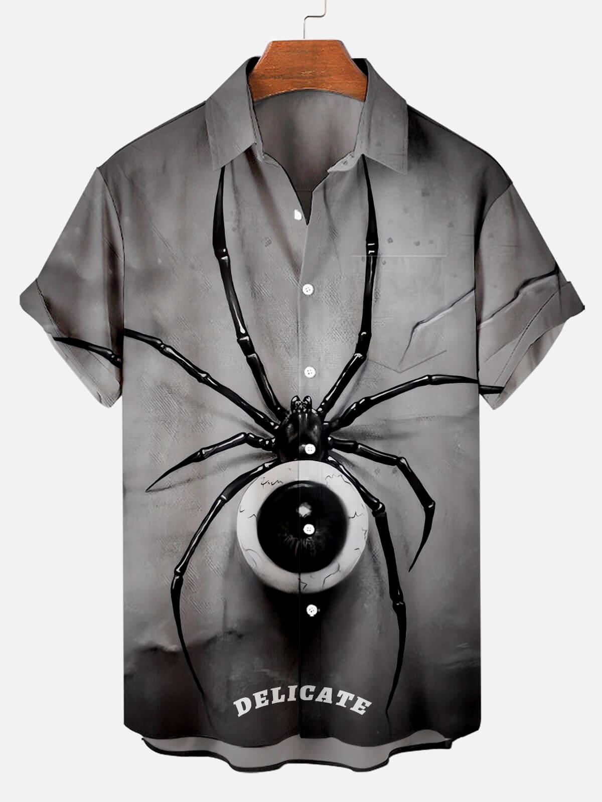 Men's Halloween Horror Movie Spider Pattern Short Sleeve Shirt