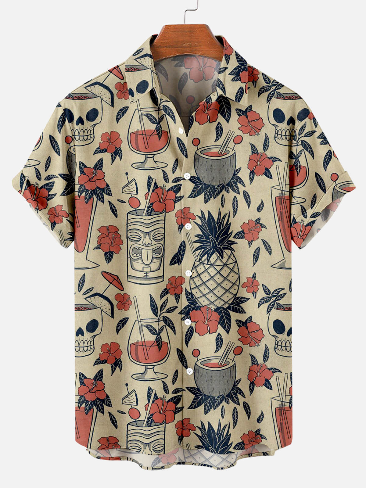 Halloween Hawaiian Print Men's Short Sleeve Shirt