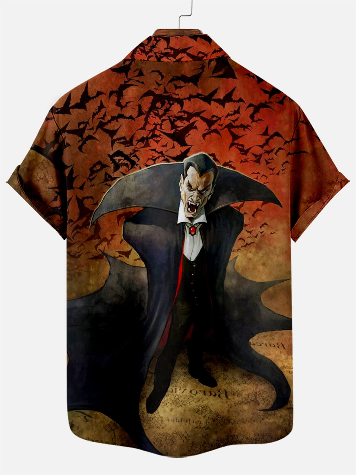 Men's Vampire Bat Print Short Sleeve Shirt