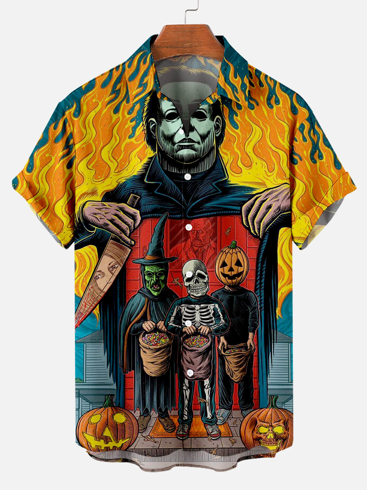 Halloween Horror Character Illustration Men's Short-Sleeved Shirt