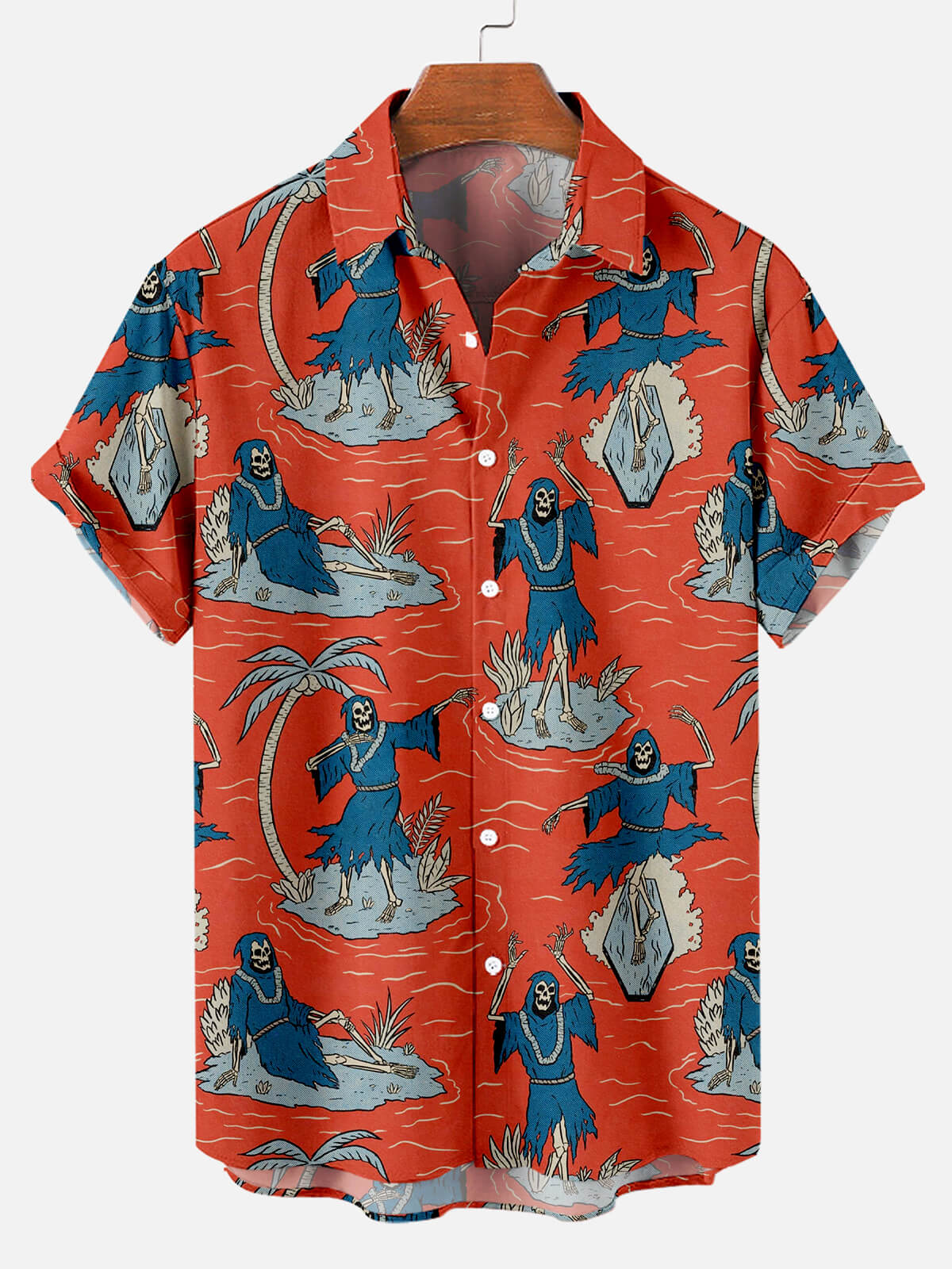 Halloween Hawaiian Print Men's Short Sleeve Shirt