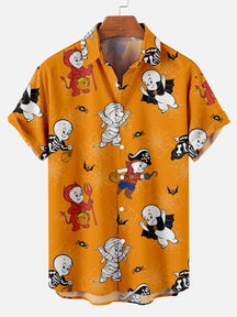 Halloween Cartoon Pattern Men's Short Sleeve Shirt