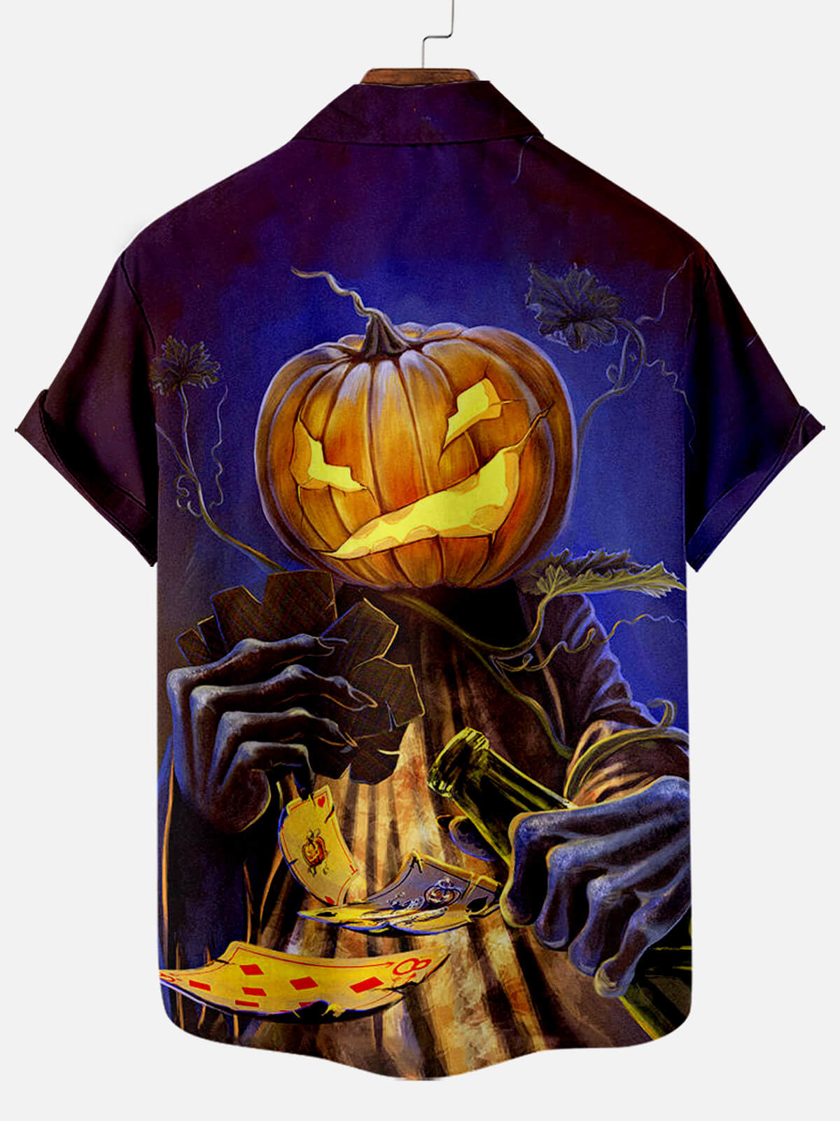 Halloween Fun Pumpkin Beer Poker Short Sleeve Shirt