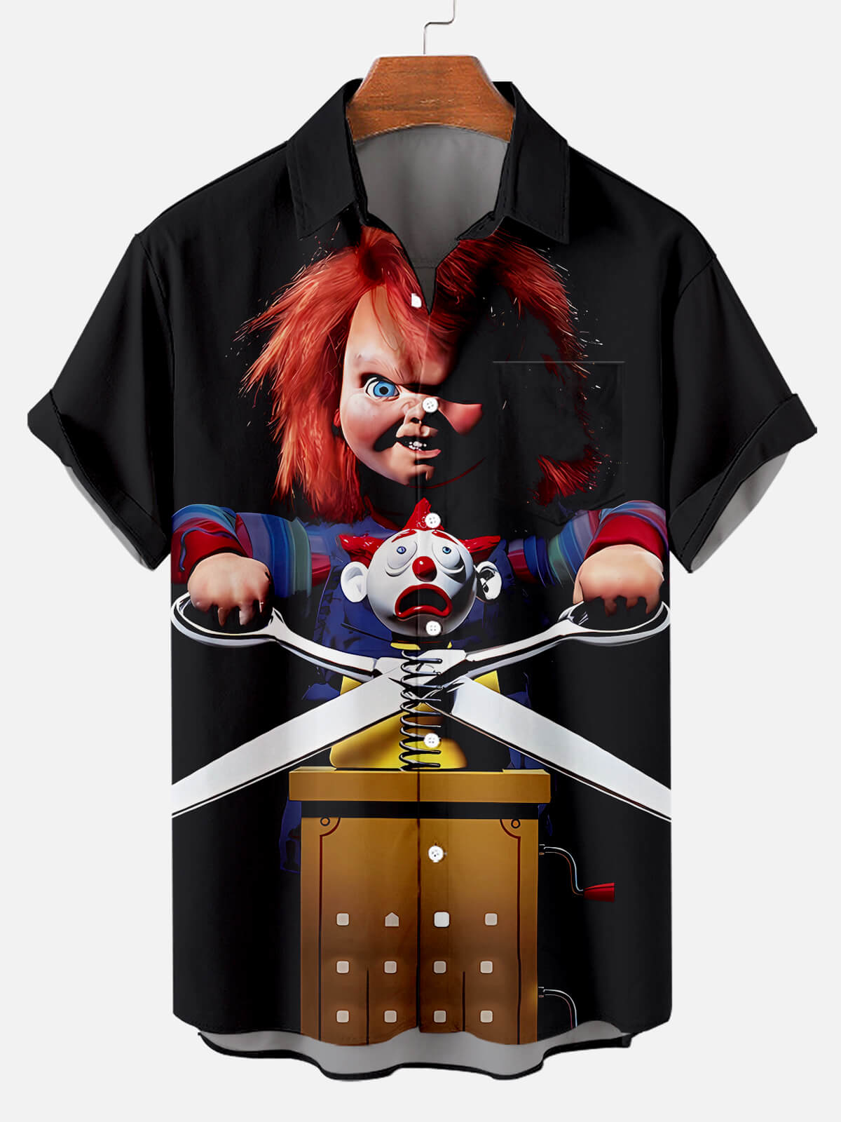 Halloween Horror Movie Character Print Men's Short Sleeve Shirt